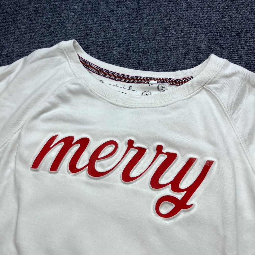 Royce Merry Christmas Holiday Graphic White Raglan Sweatshirt